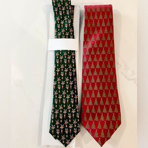Christmas tie bundle one NWT and one 100% silk